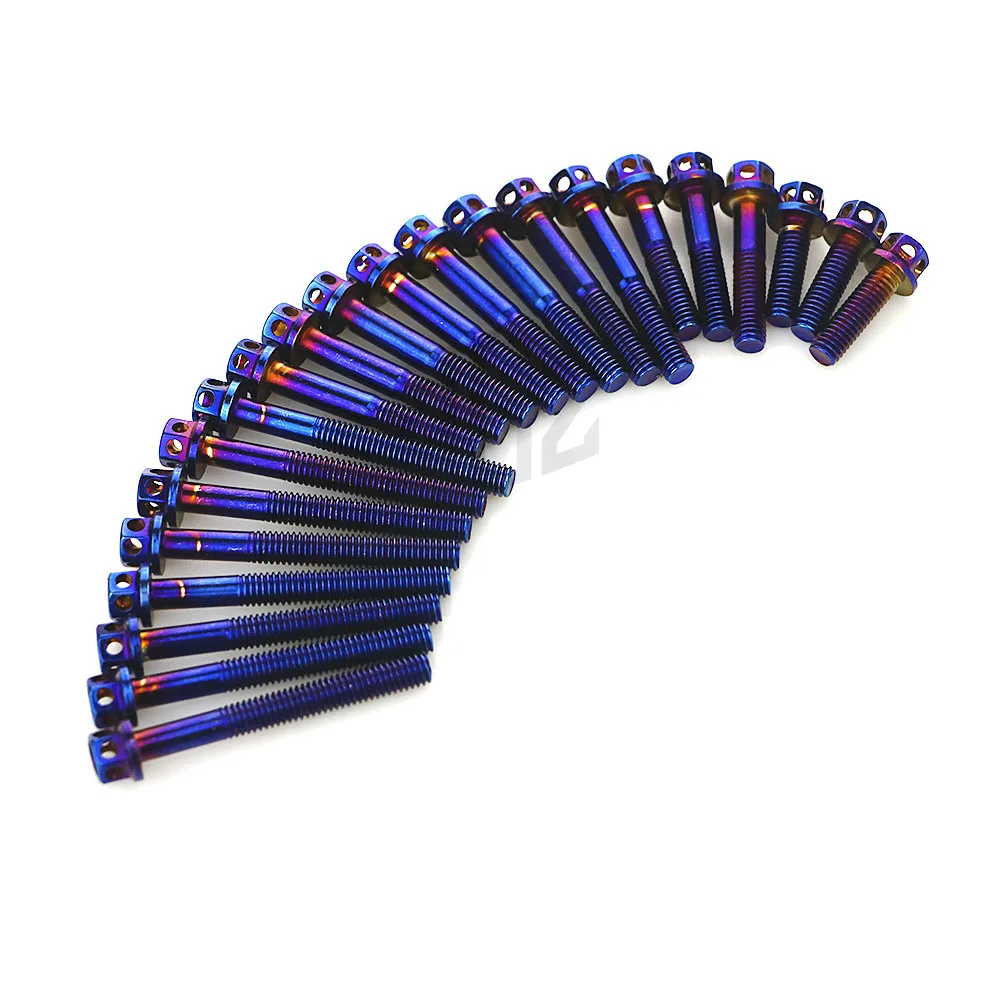 Motorcycle Crankcase Engine Screws Stainless Steel Bluing Gold Nut Cap Bolts Set for Yamaha LC135 S MX135 Sniper Classic 135