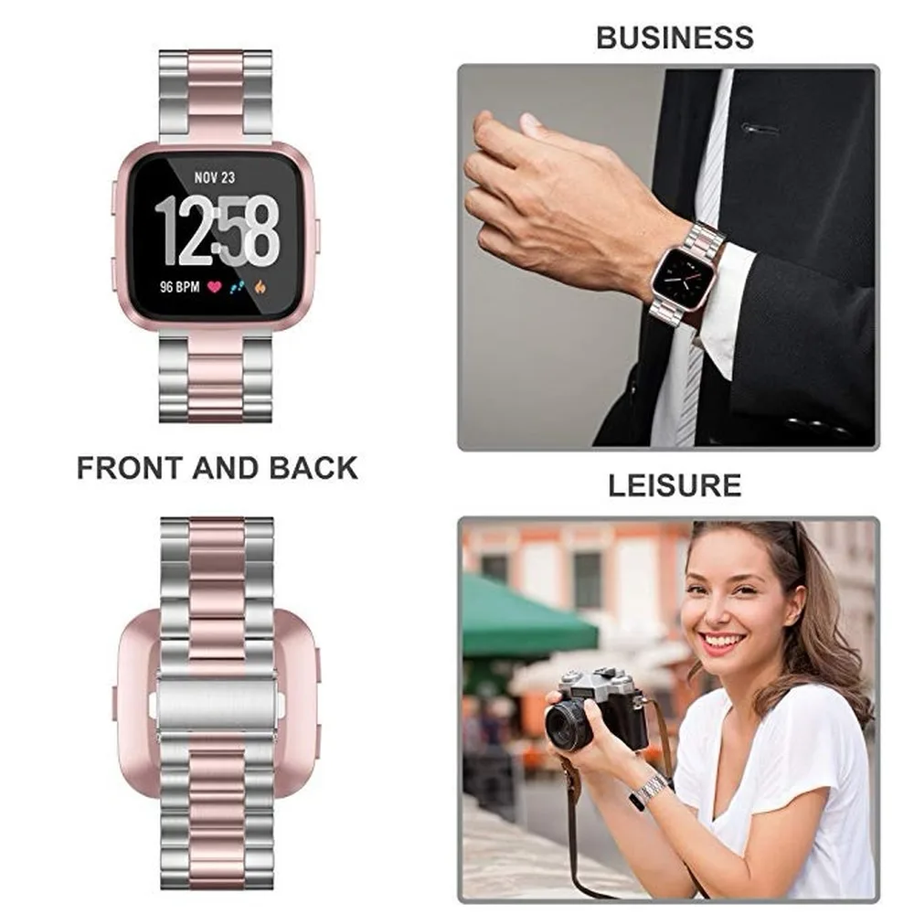 Stainless Steel Wrist Strap For Fitbit Versa 2 Watch bracelet For Fitbit Versa lite metal Strap Accessories