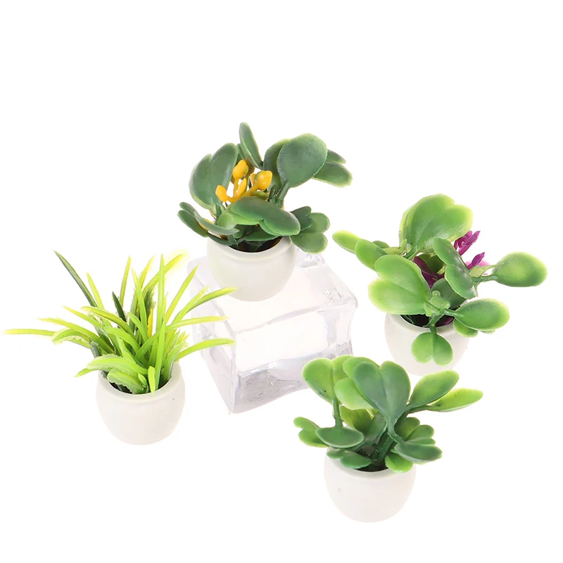 Mini árvore em vaso para plantas verdes em vaso, decoração em vaso 1:12 para casa de bonecas, miniatura de casa de bonecas