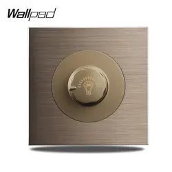 Wallpad L6 500W Dimmer Switch Brightness Regulator Brown Brushed Aluminum Satin Metal Panel Weak Blue LED Indicator