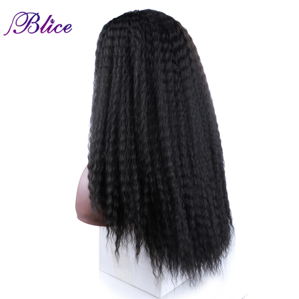 Blice Synthetic Hair Yaki Straight Wig With Natural Hair Line 18 Inch Afro Hair Women Wigs Kanekalon Fiber Medium Length Wig