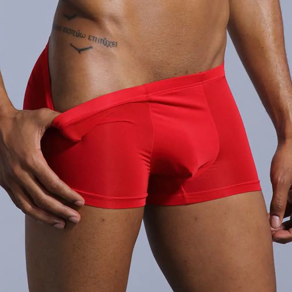 JOCKMAIL Sexy men underwear Boxer shorts Ice silk u convex soft kilot male trunks cueca homme slips underpants