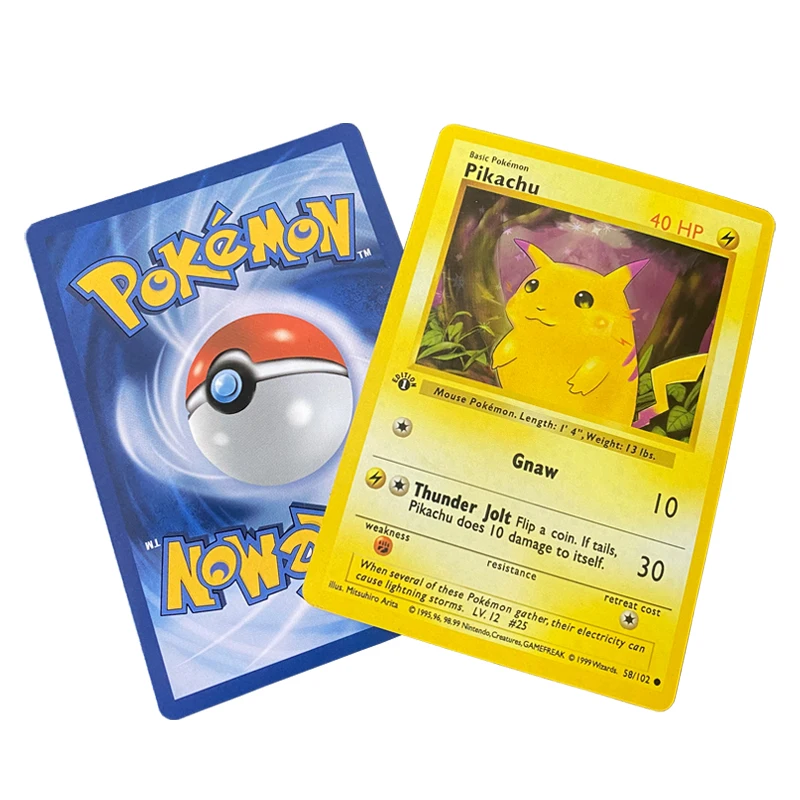 Tarjeta Flash de Pokémon Pikachu Charizard de dibujos animados Kawaii, serie en inglés, Gif, juguete coleccionable para niños, 1996