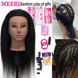 Vrouwelijke Afrikaanse Mannequin Hoofd Met Haar Voor Vlechten Mannequin Praktijk Hairdressing Training Hoofd Dummy Hoofd Voor Kosmetiek