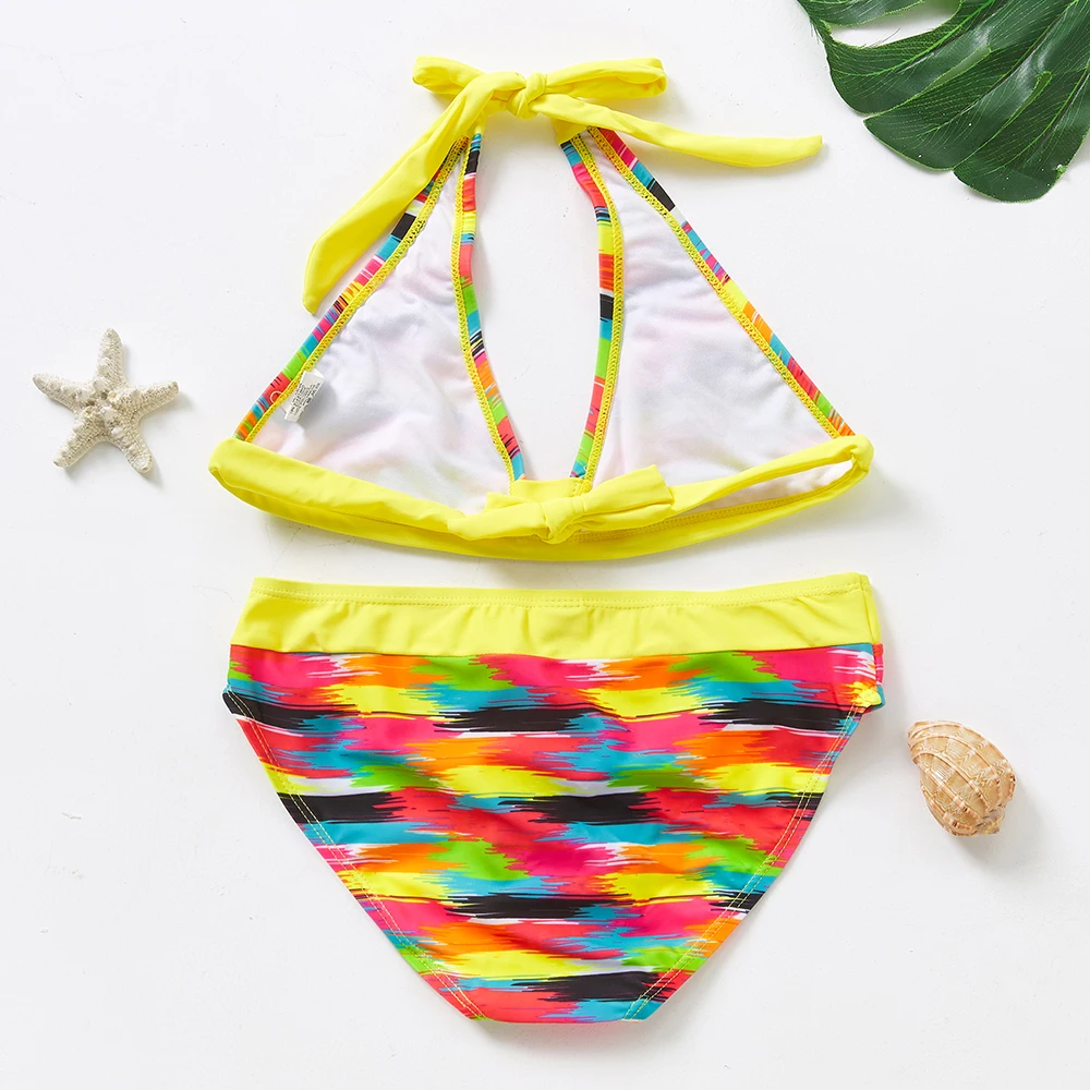 Bañador de dos piezas para niña adolescente, traje de baño de 5 a 16 años, Bikini grande, ropa de playa