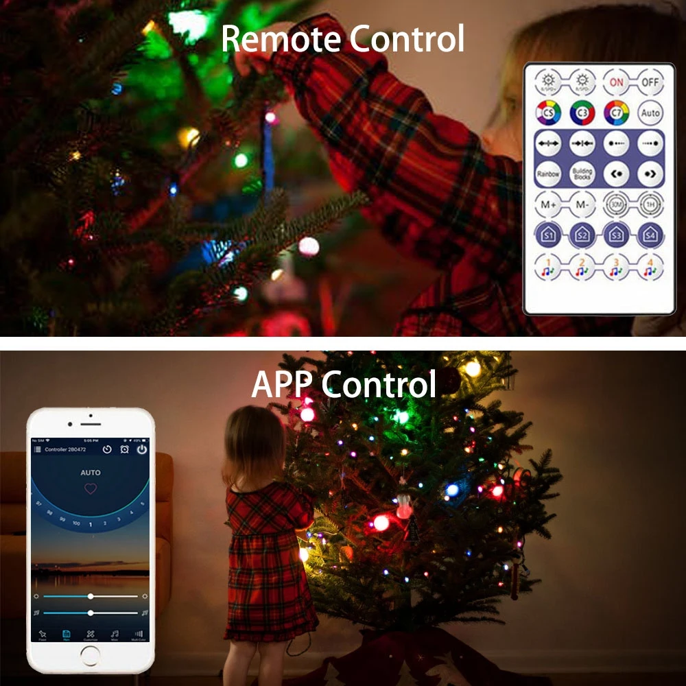Luces de Navidad de Color de ensueño, cadena de iluminación LED WS2812B direccionable individualmente, módulo LED RGBIC, controlador de música USB
