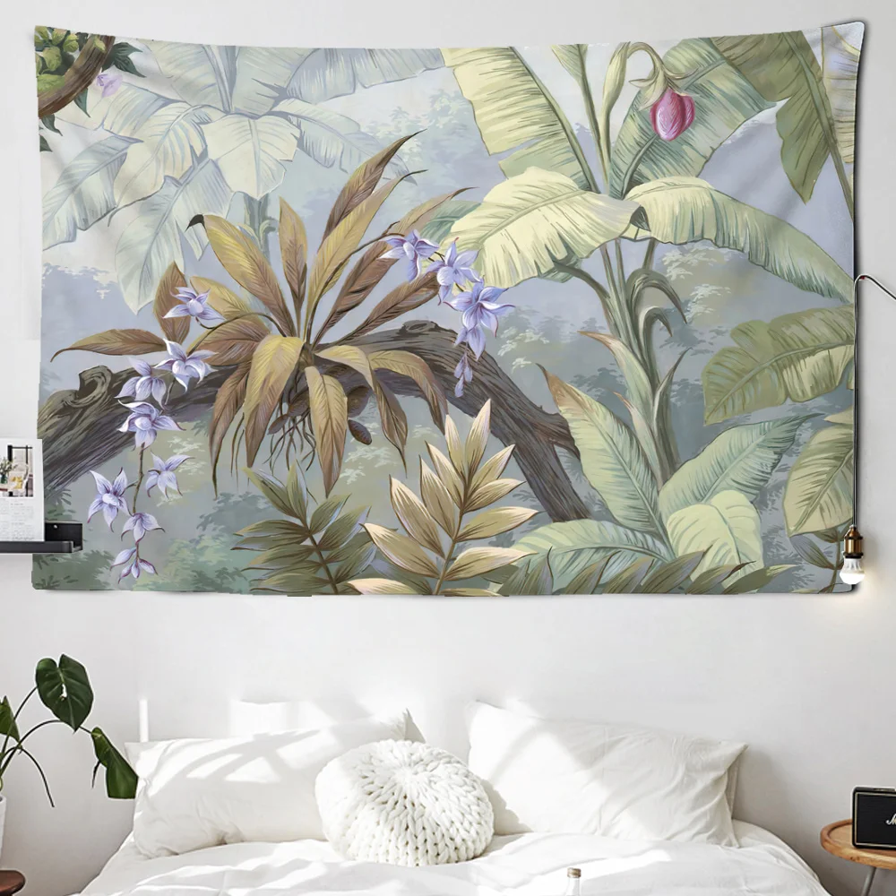 Flowers Style Wall Tapestry Butterflies Pattern Home Decoration Tapestry Bedroom Illustration Wall Cloth