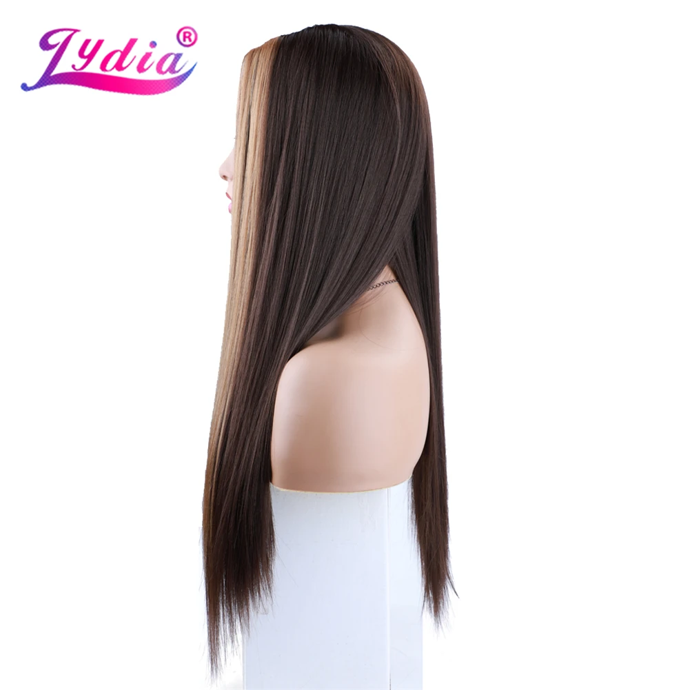 Lydia lange seidig gerade u Teil gemischt 4/27 Farbe Haar Perücken hitze beständige synthetische 20 Zoll für Frauen Damen täglich – Detail 3