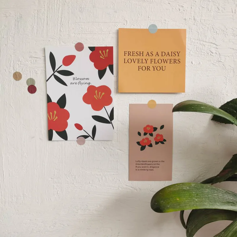 Ins Hand-painted Plant Flower Decorative Card Postcard Creative Background Wall Sticker Poster Diy Photo Props Greeting Cards