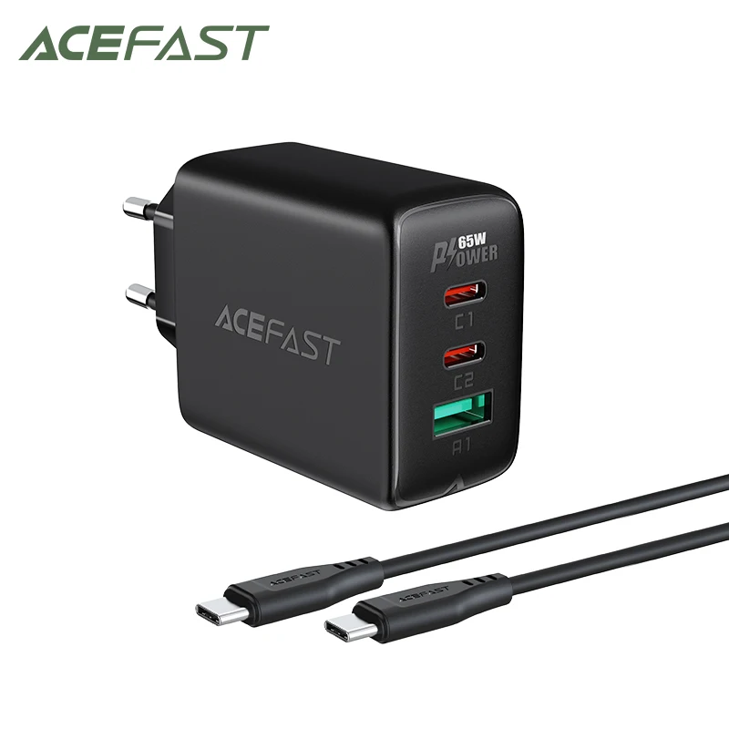 ACEFAST PD65W Quick Charging EU/US Phone Charger Kit For iPhone 13 12 Pro Max Dual Type C Charger Adapter For Macbook PD Charger