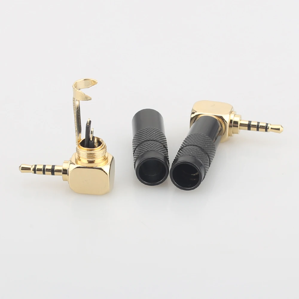 2 Chiếc Audiocrast HP007 Stereo Chất Lượng Cao 2.5 Mm TRRS 4 Cực Góc Tai Nghe Cắm Dây Cáp