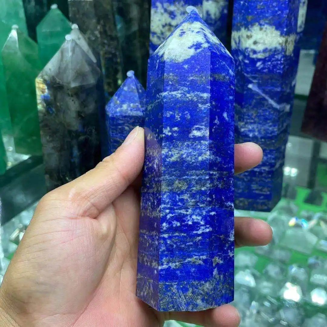 200-1200g Natural lapis lazuli crystal obelisk quartz crystal rod tip healing