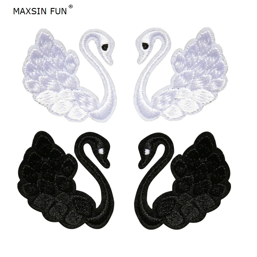 

10PCS Cute Swan Patches Embroidery Iron On Applique Animal Stickers For Kids Bags Dress Clothes Cheap Parch DIY