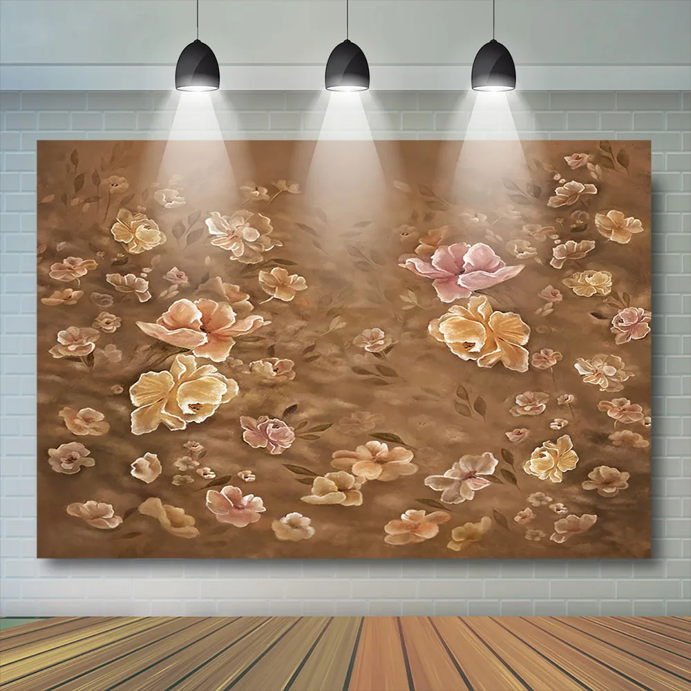 Arrière-plan pour photographie de nouveau-né, fleurs, peinture florale à la main, arrière-plan pour enfants, thème jaune or, Poly fantaisie, Studio Photo