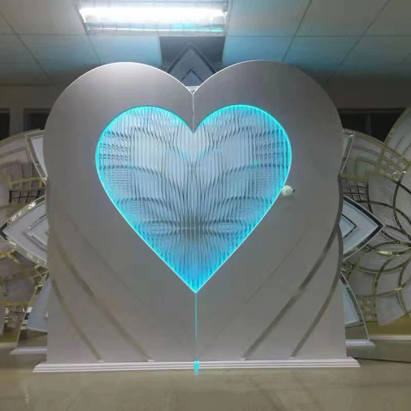 Wedding Stage Background Decoration White Heart Shape pvc Backdrop