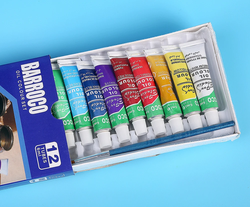 12colors/set Professional Oil paints colors painting drawing pigments art supplies art set oil painting set with1 brush