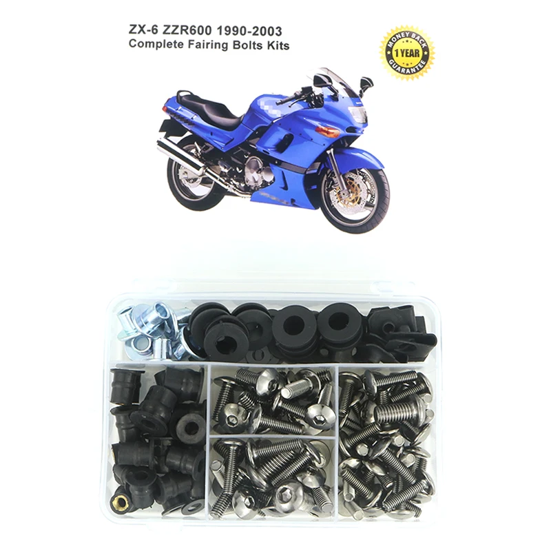 Fit Für Kawasaki ZX-6 ZZR600 1990-2003 Komplette Voll Verkleidung Schrauben Kit Geschwindigkeit Muttern Motorrad Seite Abdeckt Schrauben ZZR 600 ZX6