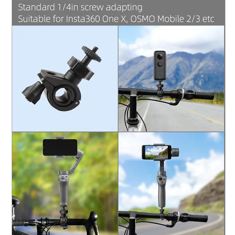 Bicycle Bike Clamp Mount Holder Clip for OSMO Mobile 3 2/Zhiyun Smooth Q 4 Insta360 One X Gopro Hero 9 8 pocket 2  Action Camera