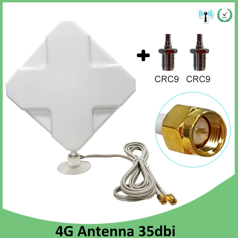 

Grandwisdom 3G4G LTE Antenna IOT SMA Male 2m Cable 35dBi 2*SMA connector 4G Modem Router Adapter SMA Female CRC9 Male connector