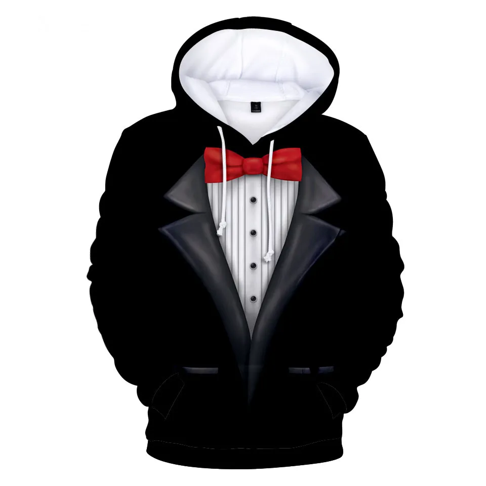 Creative Fake Suit Shirt 3D Design Print Hoodies Men Autumn Hip Hop Pullover Sweatshirts Harajuku Boys Jacket Streetwear Coats