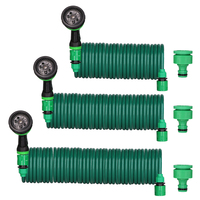 7.5/15/30M Garden Curly Hose w Water Gun 7 Pattern Expandable Coil Tubing Retractable Corrosion Resistant Watering for Lawn Yard