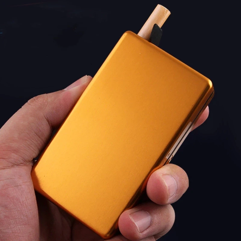 

Creative Automatic Ejection Holder Metal Box Aluminum Pocket Cigarette Case Fashion Cigarette Accessories Smoker Tools Gift