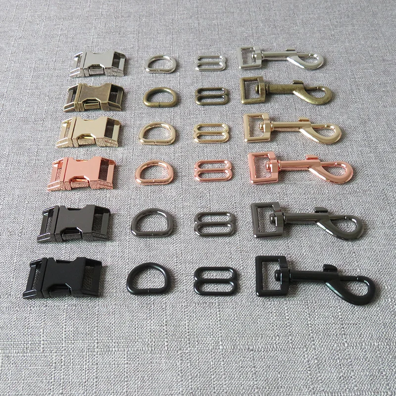 50 sets wholesale 20mm metal release buckle adjuster belt slider D ring lobster clasp for pet dog collar leash harness accessory