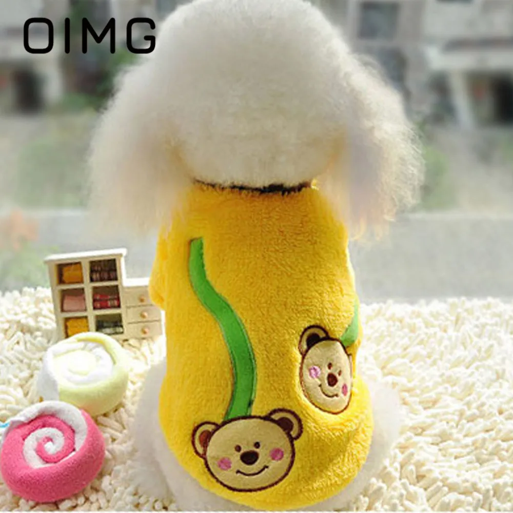 OIMG Cartoon Cute Puppy Clothing Fleece Small Dogs Clothes Pomeranian Spitz Cute Pets Cats Outfits Winter Warm Dog Jacket Coats