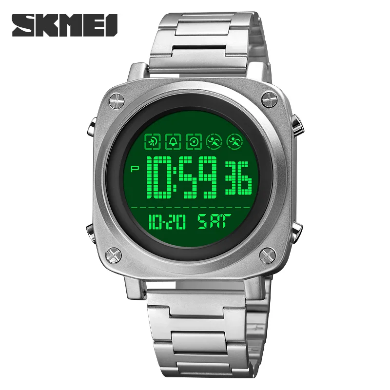 SKMEI 2021 orologio da uomo moda Led data cronometro orologi da polso elettronici cinturino in acciaio orologi digitali orologio maschile