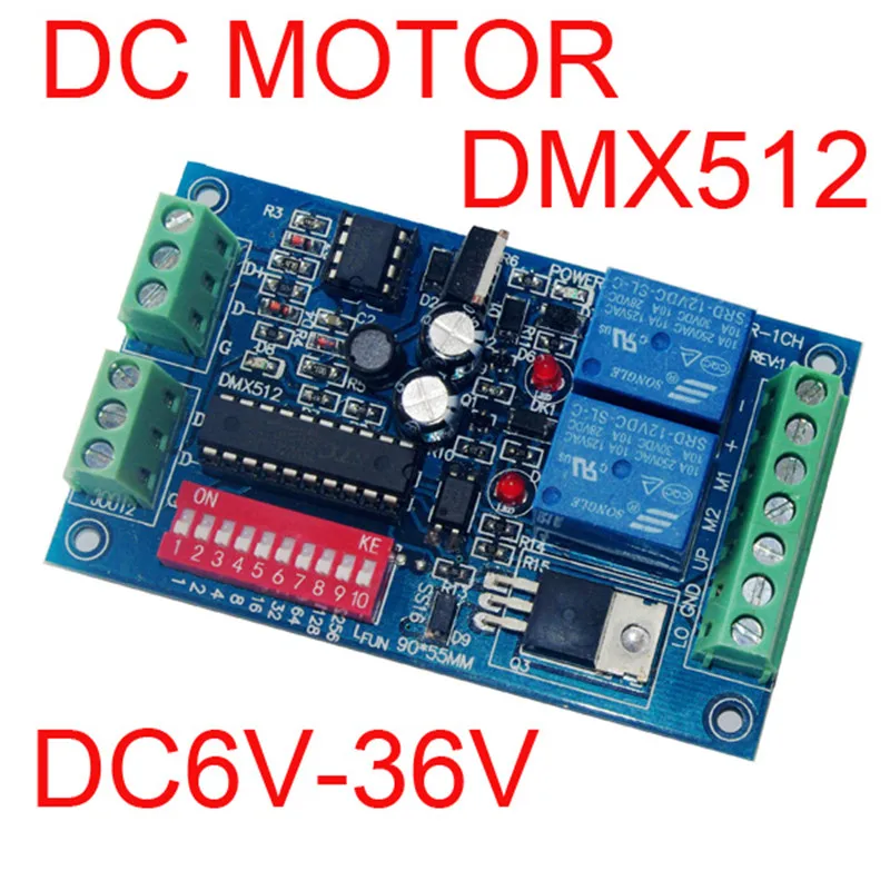 DMX512 Decoder DC6V-36V 1CH Channel DMX Motor controller DMX512 3P DC motor Dimmer 3A Max Motor type M+,M- Not stepper motor