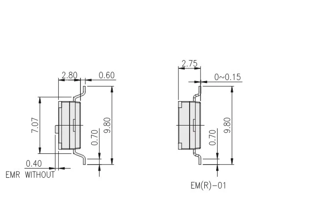 EMR-01-T-Q-T/R Đài Loan 2.54 SMD 2-Pin 1-Bit Mặt Số Mã Công Tắc 1P Phẳng Mặt Số Mã công Tắc Loại Khóa