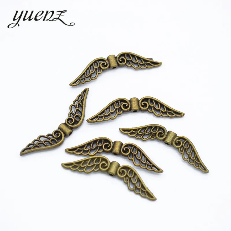 YuenZ 25pcs 5 colour Antique silver Plated Charms wing Small hole beads Pendants for Jewelry Making DIY Handmade 31*8mm D436