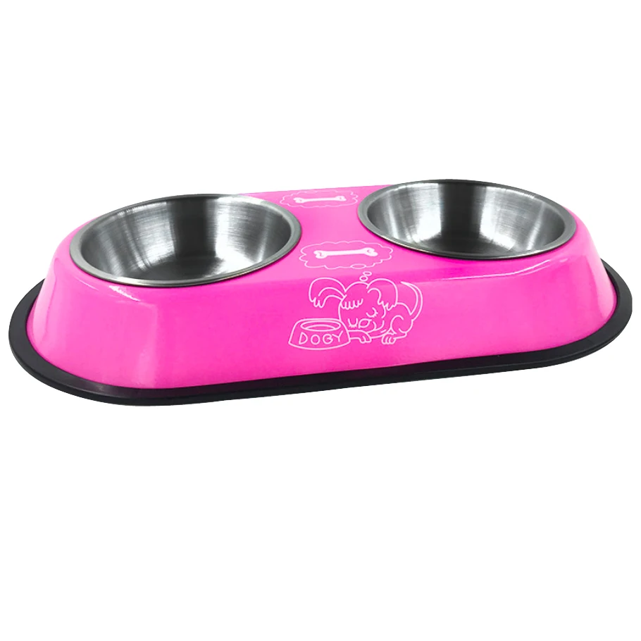 Pet Feeding Double Bowls Dog Cat Food Station Stainless Steel Water Food Bowls Feeder Solution for Dogs Cats supplies