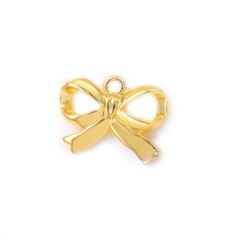 Factory wholesale Gold Color Brass Bow Charms Pendants For Necklace and Bracelet Earring Diy Jewelry Making Supplies Accessories