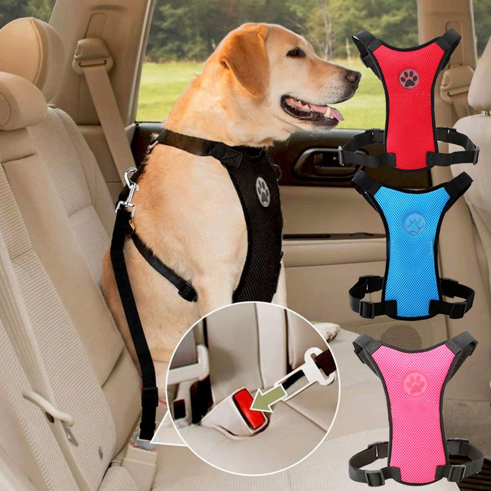 Dog Harness Car Safety Seat Belt Breathable Leash Mesh Chest Strap Multi-function Breathable Pet Supplies Car Automotive Seat