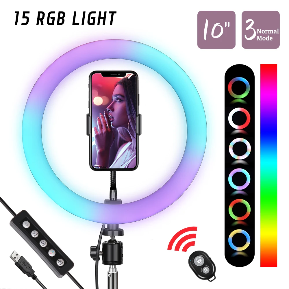 10inch LED Ring Light Photography Selfie Ring Lighting with Tripod Stand for Smartphone Youtube Makeup Video Studio Ring Lamp