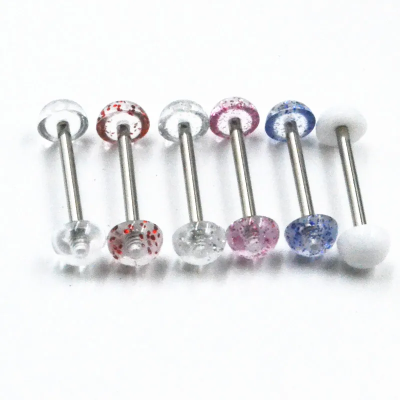 100pcs Body Jewelry Tongue/ Nipple Shield Barbells Straight Bar 14Gx16x6/6 Half Round  Body Piercing Jewelry 1.6x16x6/6mm