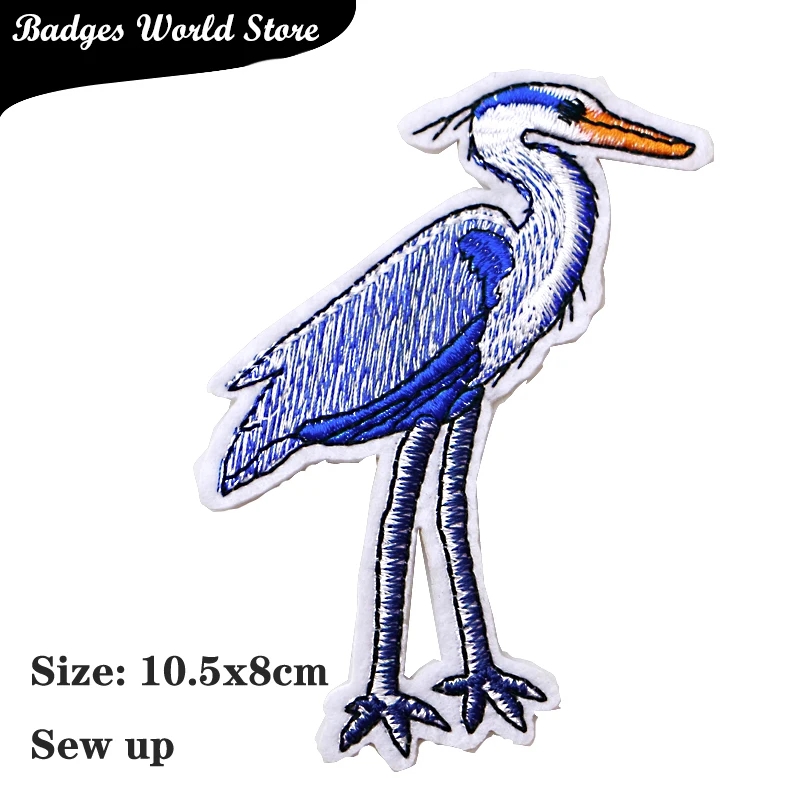 Flamingo Swallow Dragonfly Stork Cartoon icon Iron on Patches for Clothing DIY Stripes  Patchwork Stickers Custom Badges
