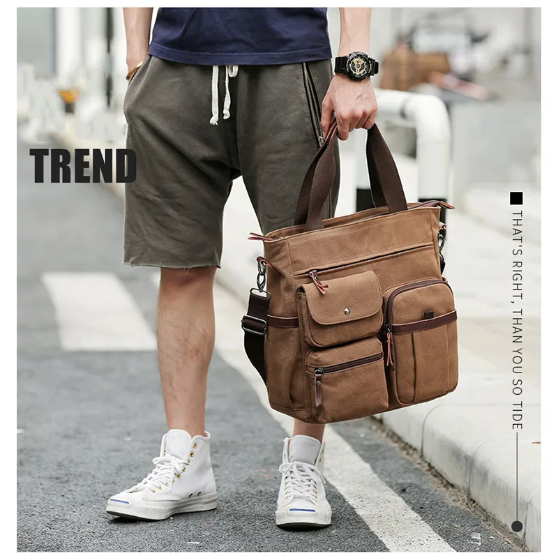 Imagem -05 - para Homens Jovens Bolsas de Lona Moda à Prova Impermeável Água Viagem Totes Masculino Grande Alta Qualidade Bolsa Ombro Crossbody dos Homens