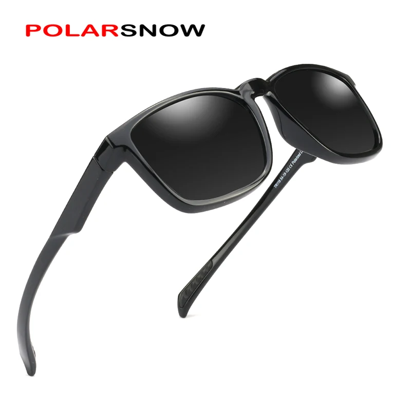 

POLARSNOW Brand Fashion Sunglasses Men Polarized Driving Bright black Sun Glasses Male Eyewear