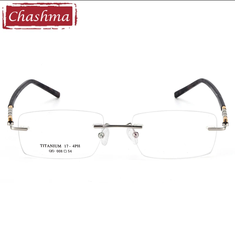 Chashma kacamata resep kacamata optik fleksibel peri kualitas bingkai tanpa bingkai murni kacamata Titanium untuk pria