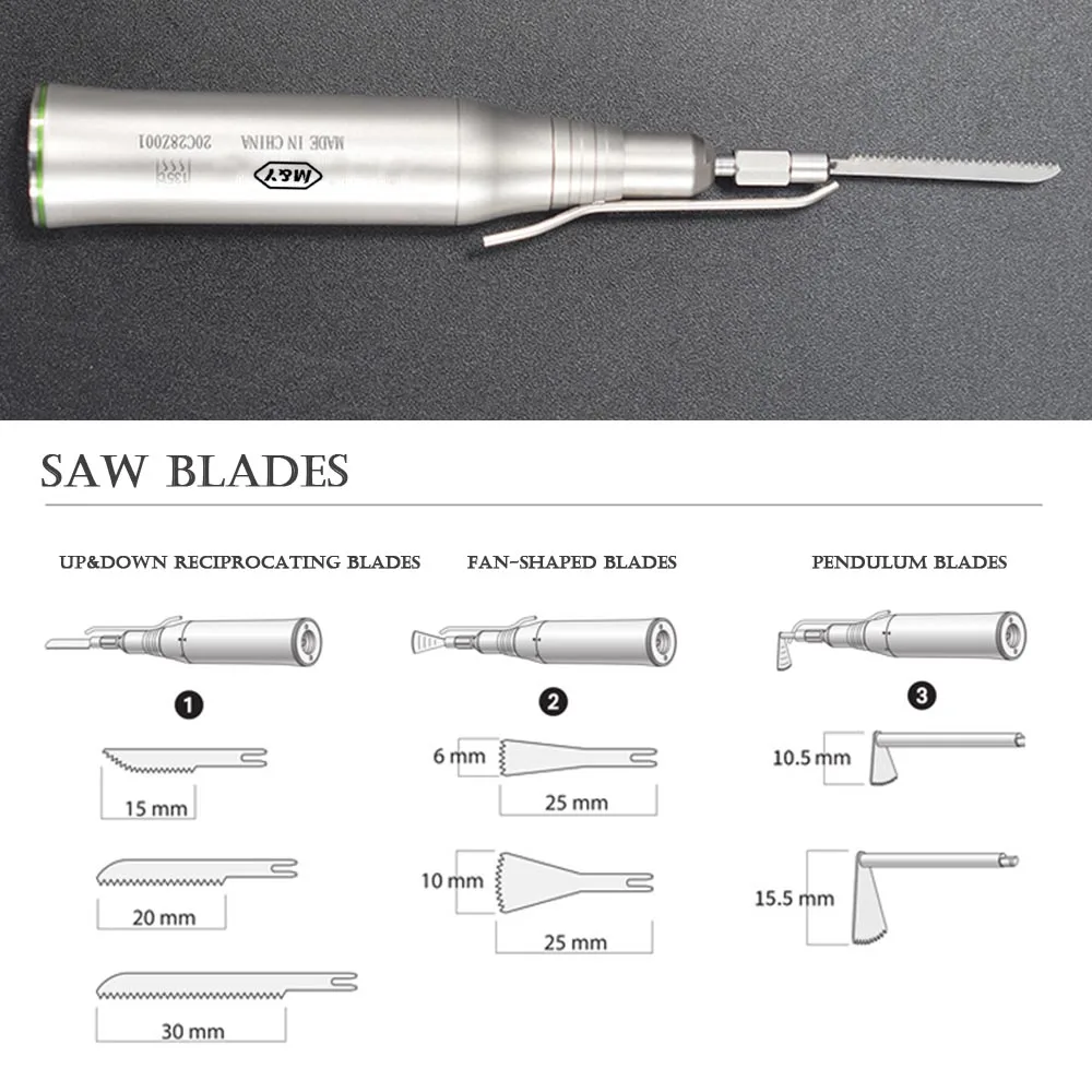 Micro Blade Dental Handpiece Reciprocating Saw Blades Cutting Bone Implant Stainless Steel Cutting Micro Sawblades Handpiece Whi