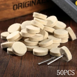 50Pcs 25mm Wool Felt Polishing Buffing Wheels Grinding Polishing Pad+2Pcs 3.2 mm Shanks Dremel Rotary Disc Tool