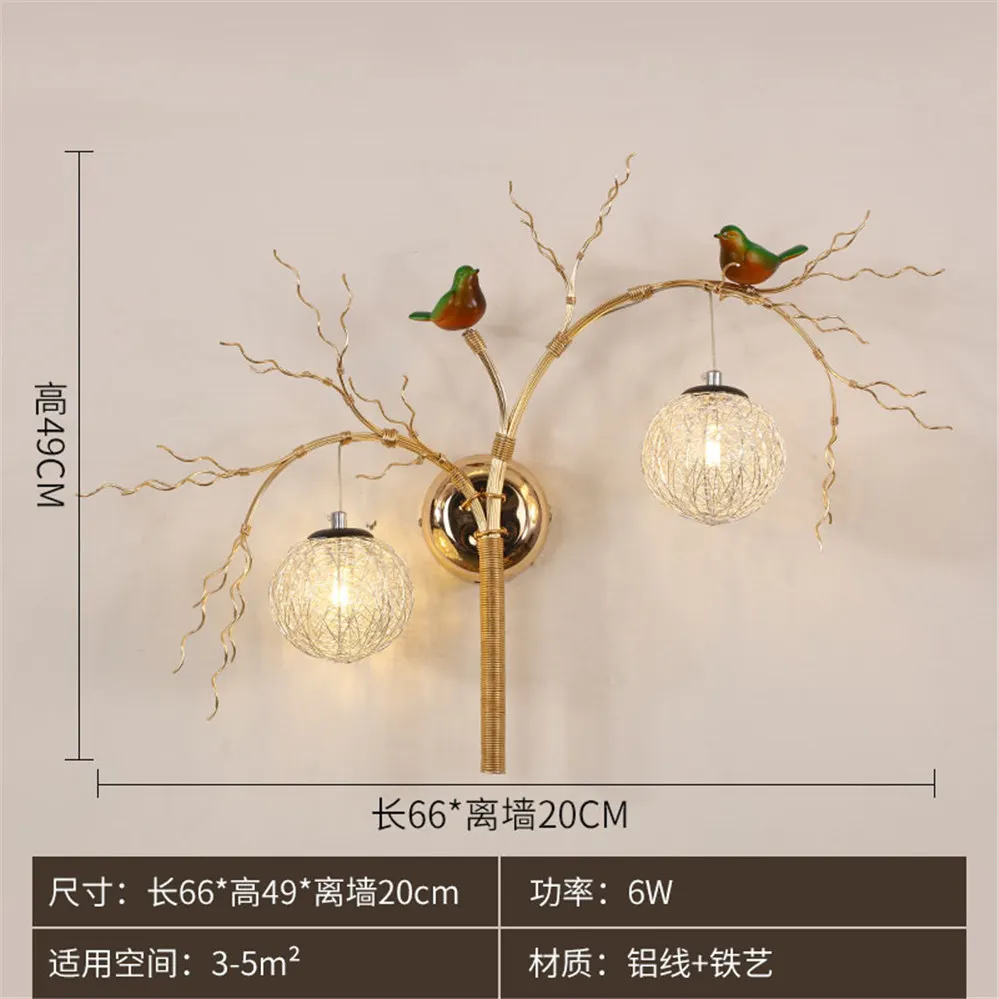 Nordic Bird Nest Aluminum Art Deco Wall Lamp For Dining Room Villa Living Room Corridor Led Sconce Light Romantic Kids Fixtures