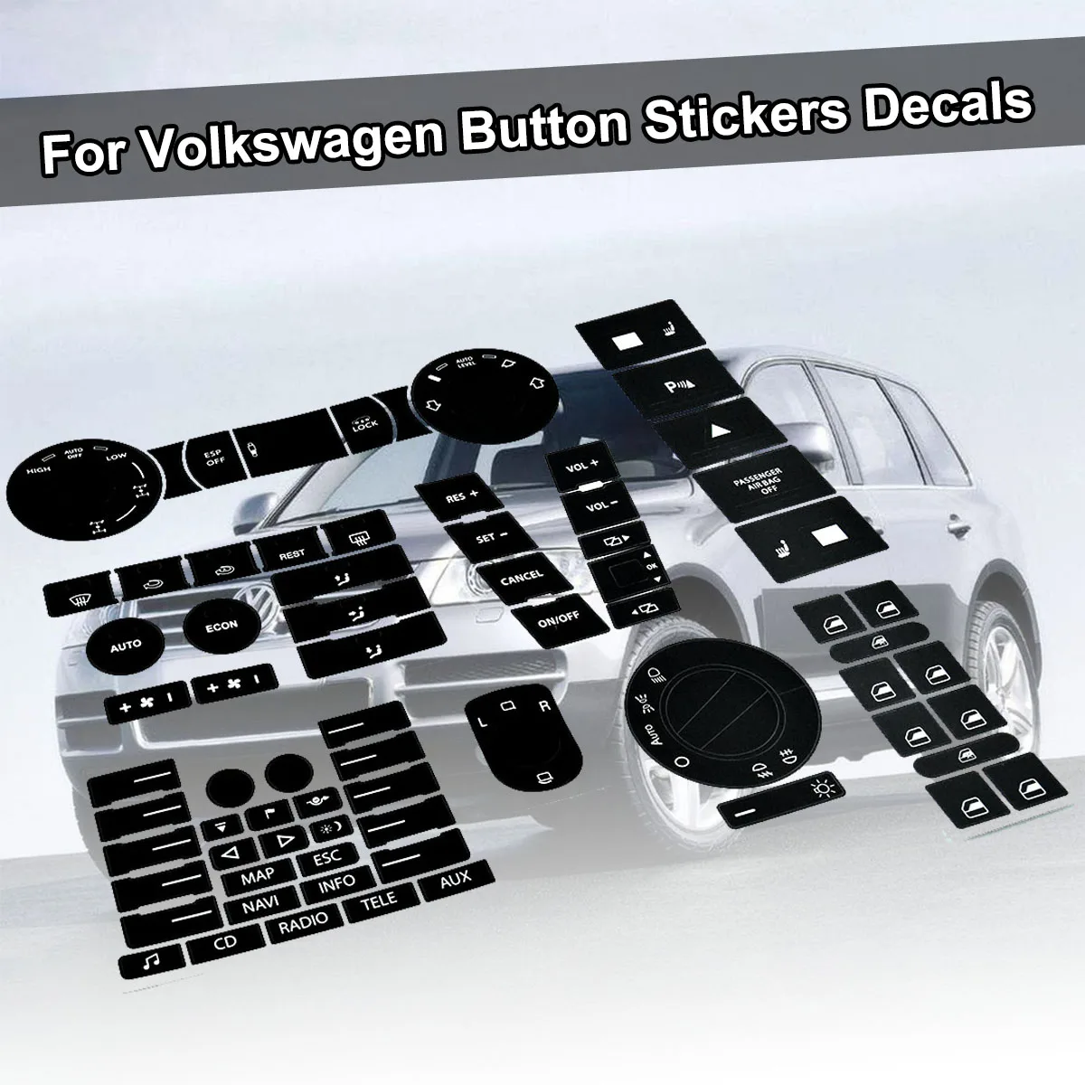 Auto Stickers Decals Replacement Steering Wheel Windows Headlight Climate Switch Worn Button For VW For Volkswagen Touareg 04-09