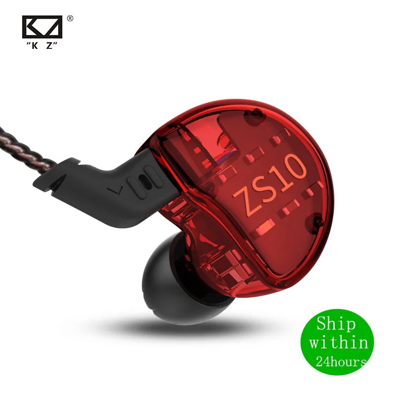 KZ ZS10 1DD+4BA 4BA+1DD HIFI Headset Hybrid In-ear Earphone Sport Noise Cancelling Headset Replacement Cable AS10 BA10 ZST ZSN