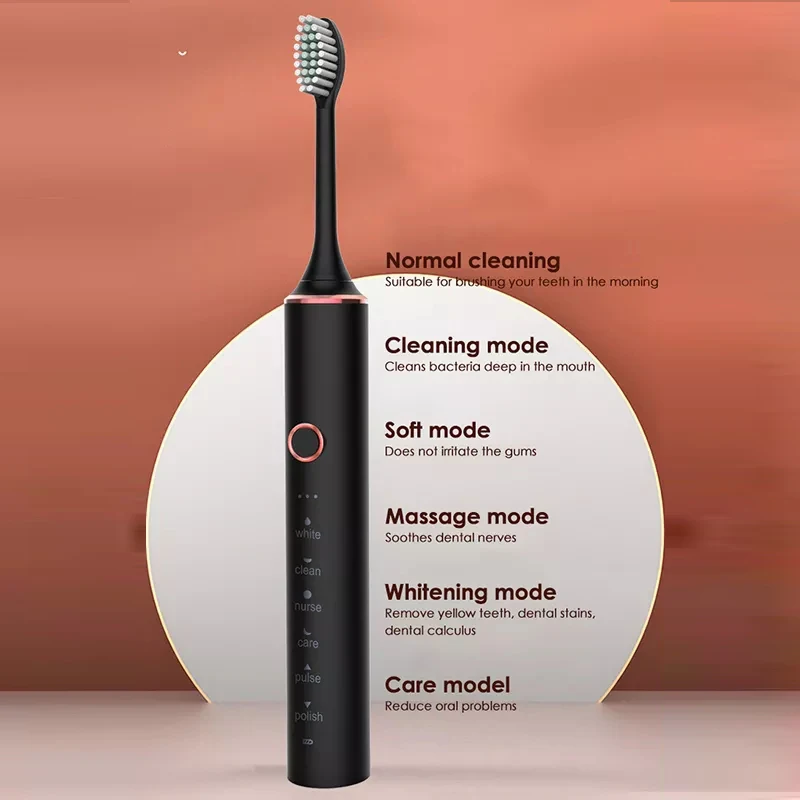 GeZhou Electric Toothbrush Sonic Toothbrush Rechargeable IPX7 Waterproof  18 Mode Travel Toothbrush with 8 Heads for children