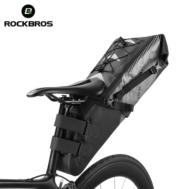 ROCKBROS Bike Bag Waterproof Reflective 10L Large Capacity Saddle Bag Cycling Foldable Tail Rear Bag MTB Road Trunk Bicycle Bag