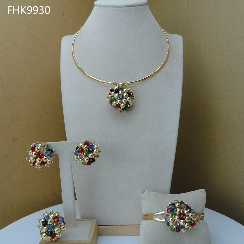 Yuminglai Colourful Design African Sets Fashion Jewelry Set for Woman FHK9930