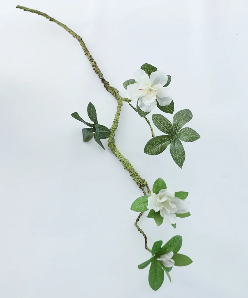 70CM3 Künstliche Azaleen-Zweige Seidenblumen Weiße Hochzeitsblumen Innenraum-Kunstblumen-Arrangement Büro- und Heimdekoration Pflanzen – Detail 7